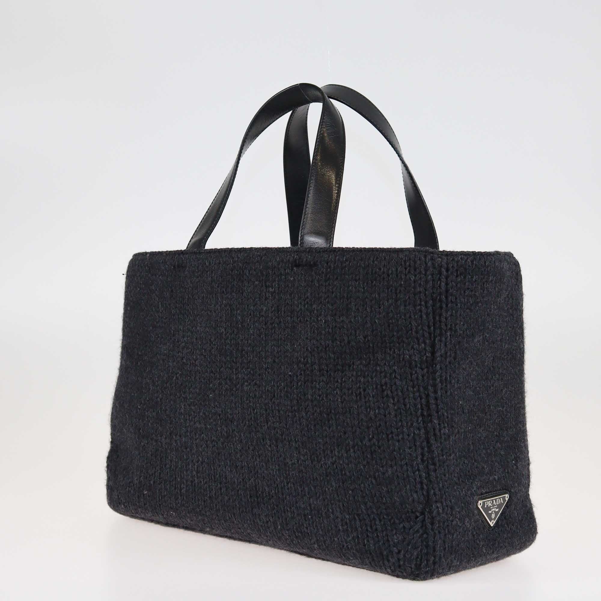 Prada Black Wool Tote Bag Bags Prada 