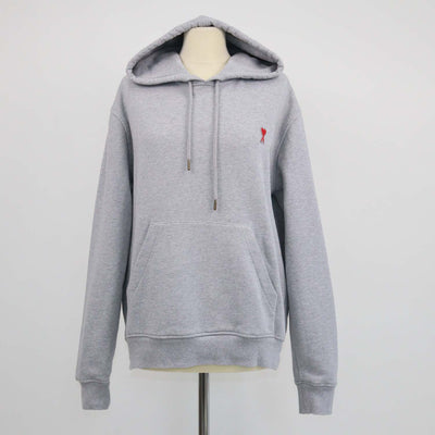 Ami Alexandre Mattiussi Grey Cotton Ami De Coeur Hoodie