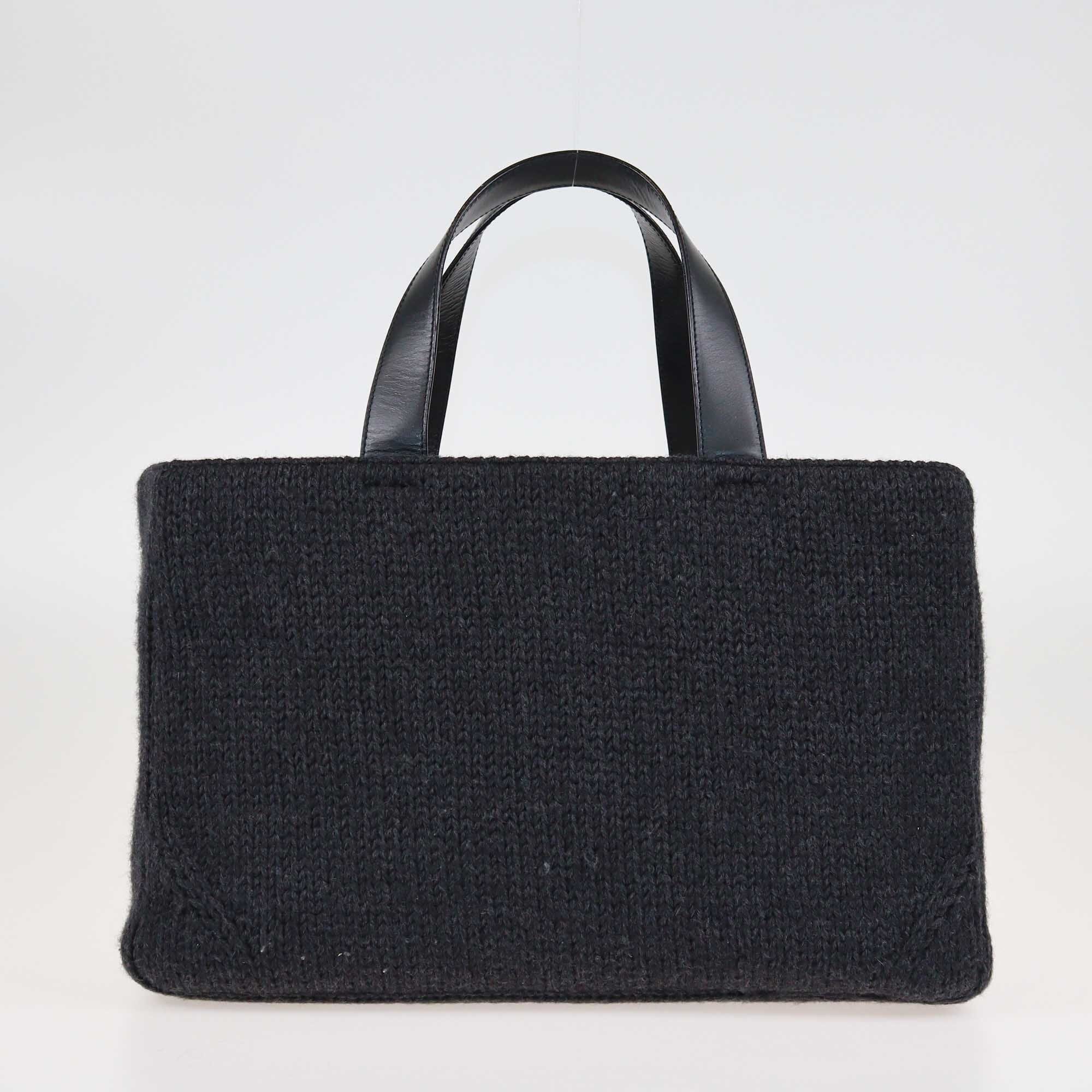 Prada Black Wool Tote Bag Bags Prada 