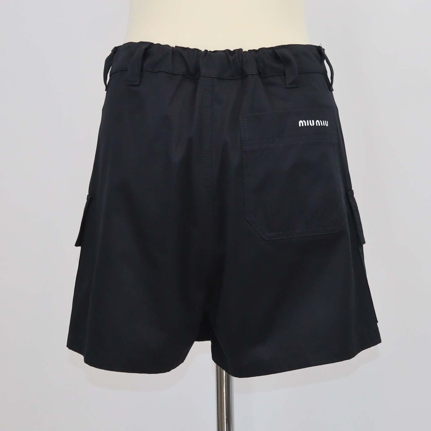 Miu Miu Black Cotton Belted Cargo Short