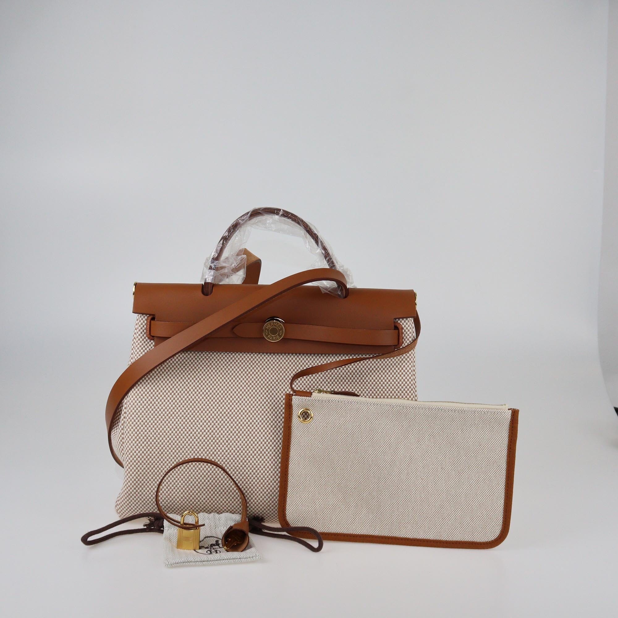 Hermes Gold/Natural Criss Viking Herbag Zip 31 Bag Womens Hermes 