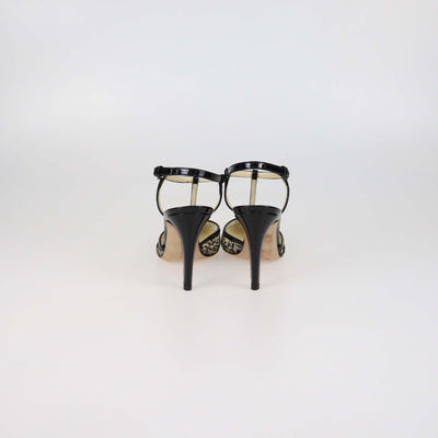 Bottega Veneta Black Patent Leather & Lace Ankle Strap Pumps