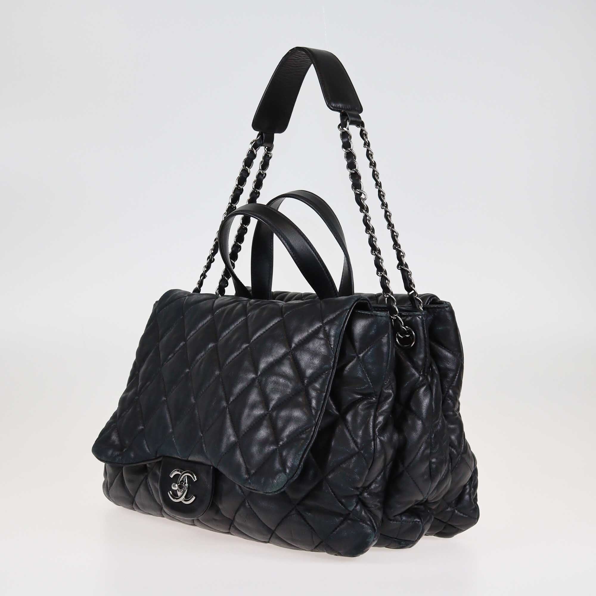 Chanel Black Quilted 3 Compartment Top Handle Bag Bags Chanel 