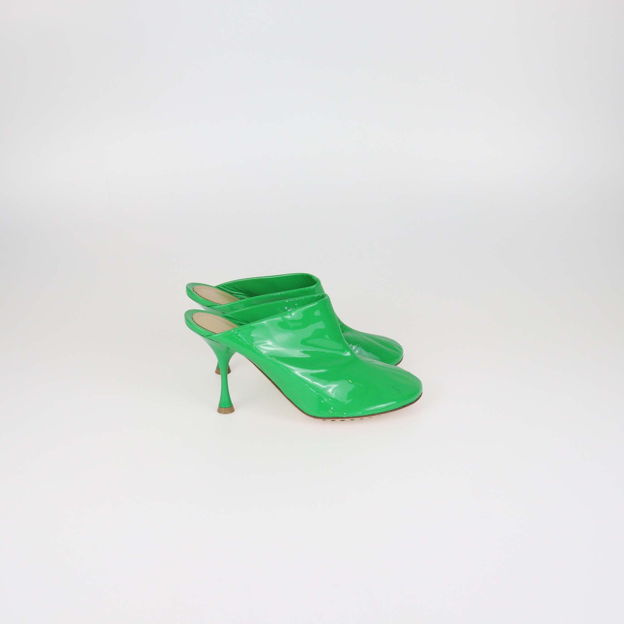 Bottega Veneta Green Patent Leather Dot Sock Mules