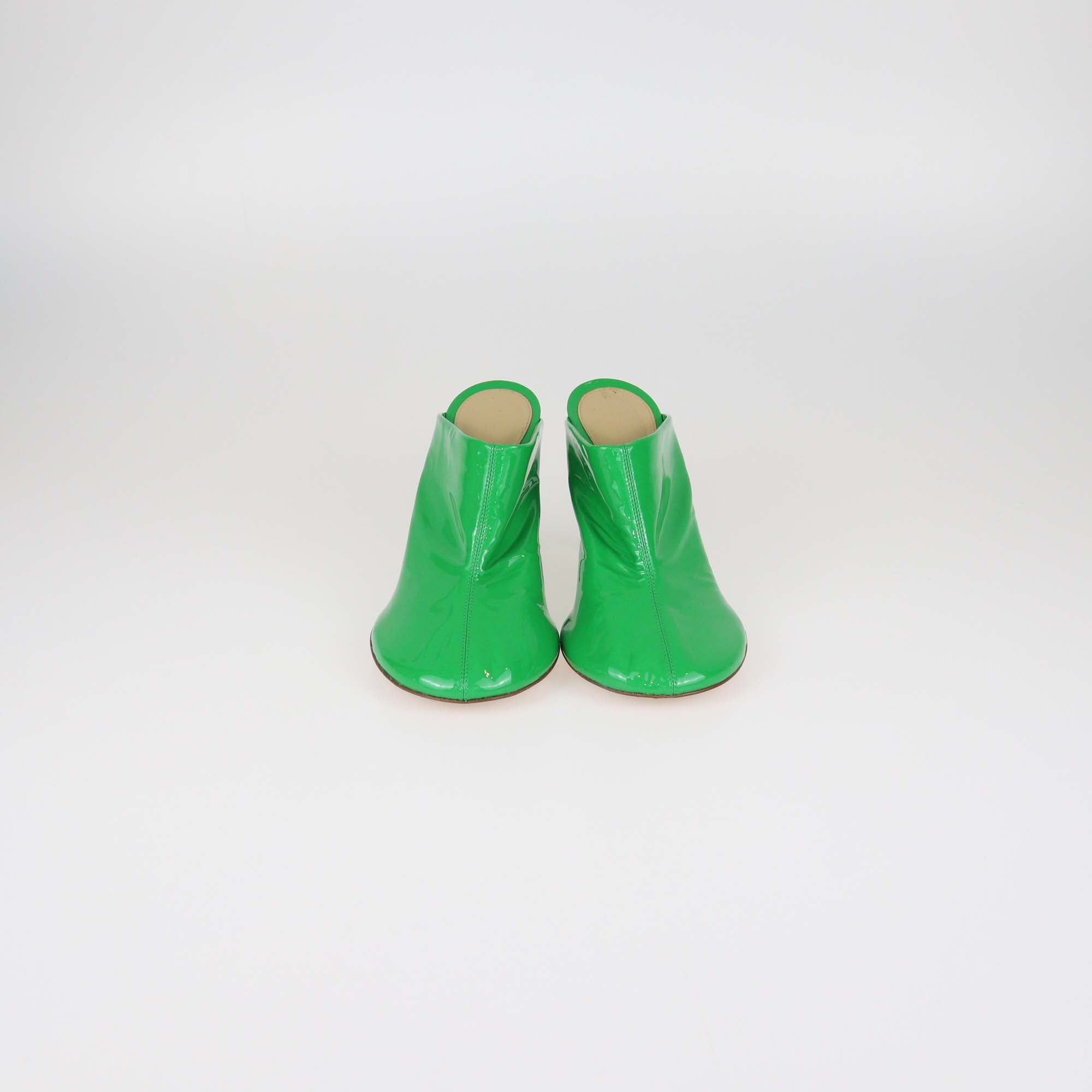Bottega Veneta Green Patent Leather Dot Sock Mules