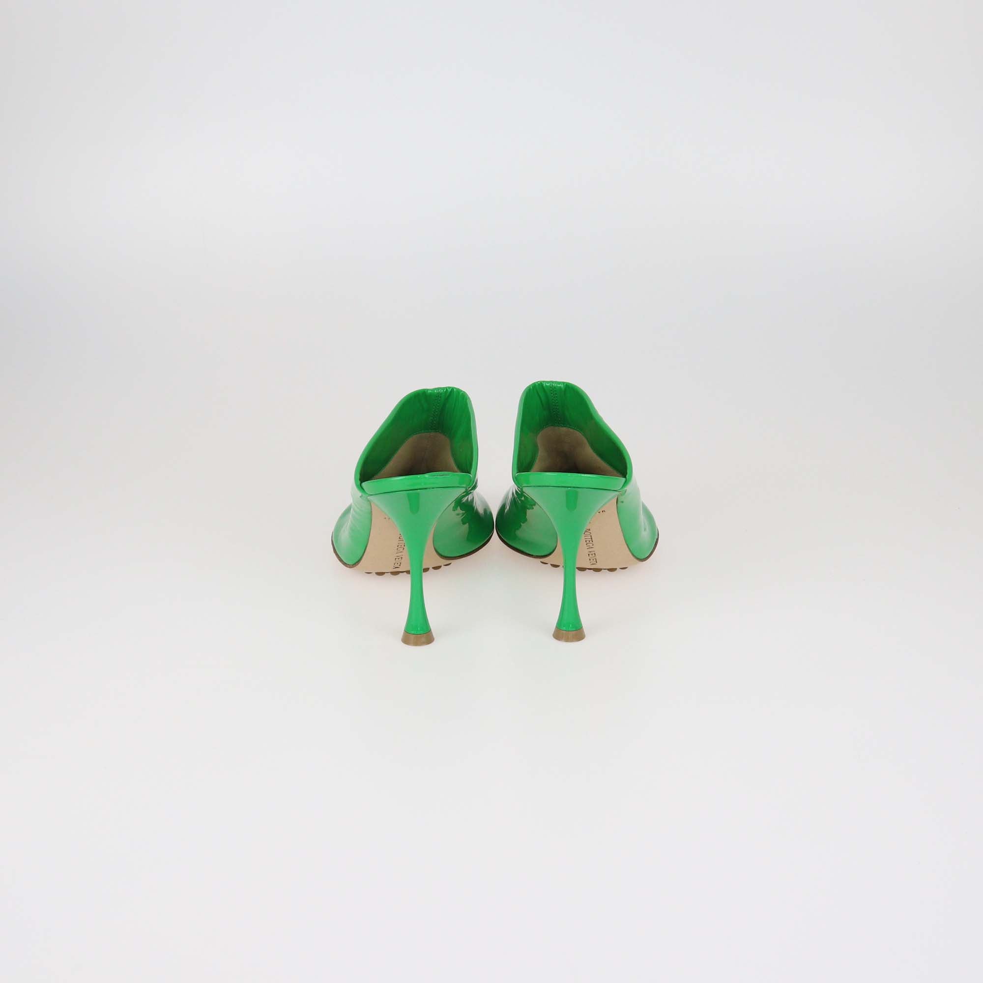 Bottega Veneta Green Patent Leather Dot Sock Mules