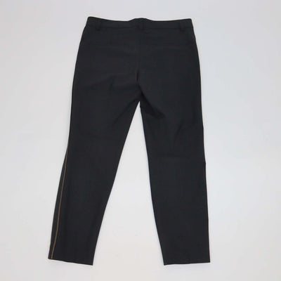 Brunello Cucinelli Grey Wool Blend Gold Stripe Straight Leg Pants