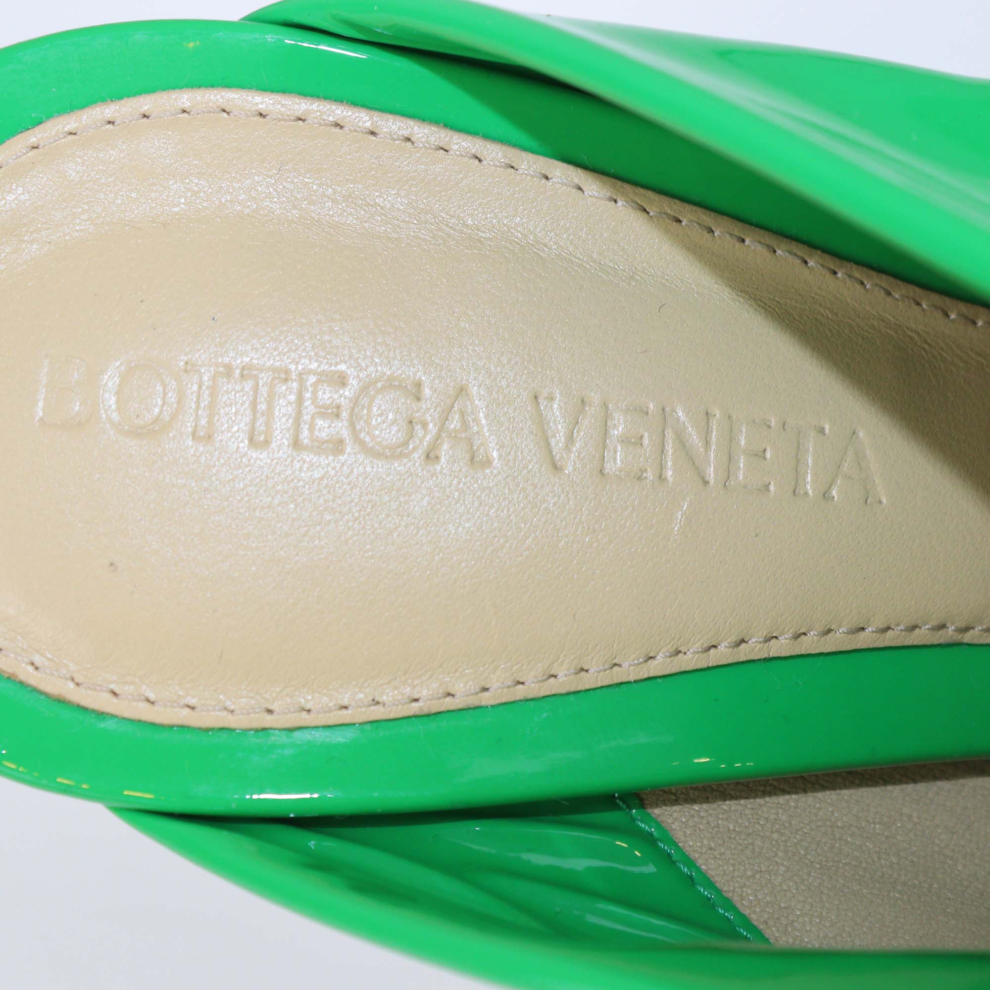 Bottega Veneta Green Patent Leather Dot Sock Mules