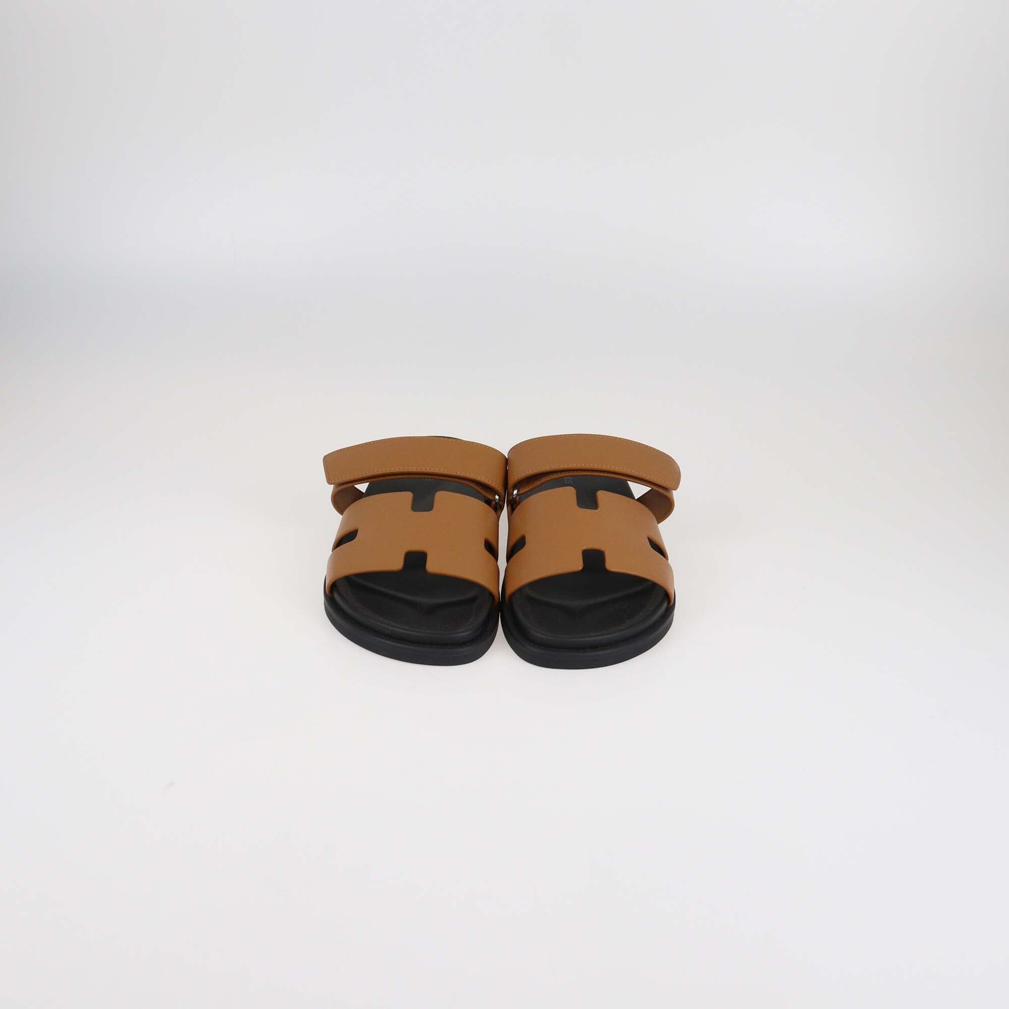 Hermès Brown Leather Chypre Flat Sandals Mens Hermes 