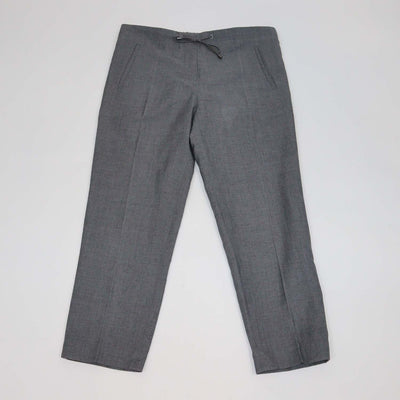 Brunello Cucinelli Grey Linen Blend Drawstring Straight Leg Pants