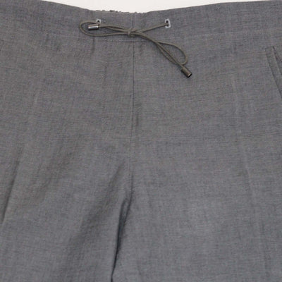Brunello Cucinelli Grey Linen Blend Drawstring Straight Leg Pants