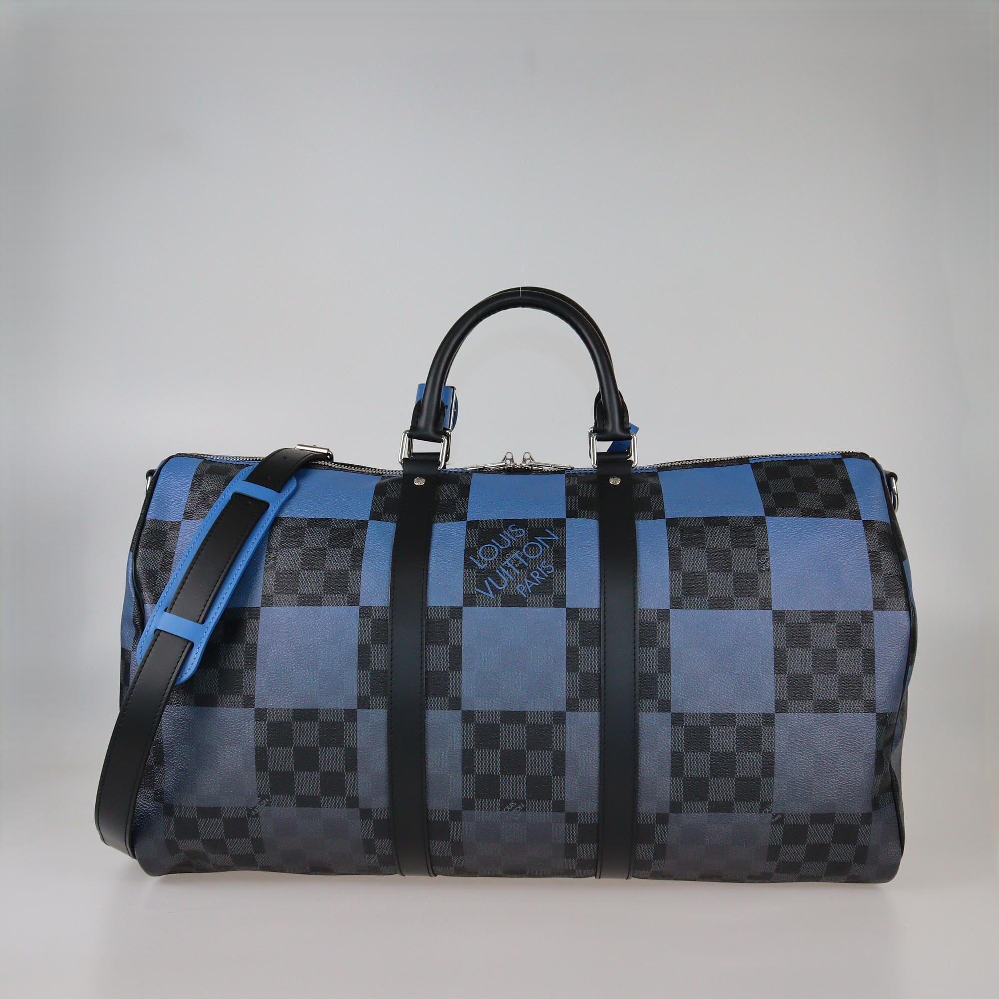Louis Vuitton Damier Graphite/Blue Canvas Keepall 50 Bandouliere Bag Mens Louis Vuitton 