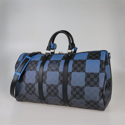 Louis Vuitton Damier Graphite/Blue Canvas Keepall 50 Bandouliere Bag Mens Louis Vuitton 