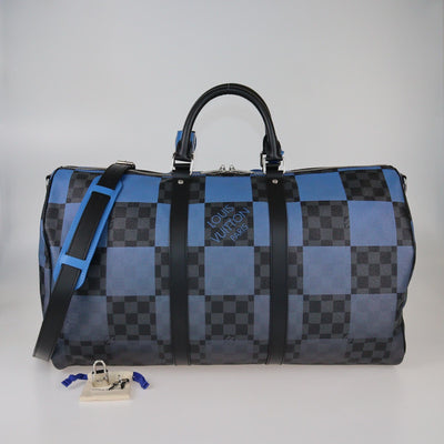Louis Vuitton Damier Graphite/Blue Canvas Keepall 50 Bandouliere Bag Mens Louis Vuitton 