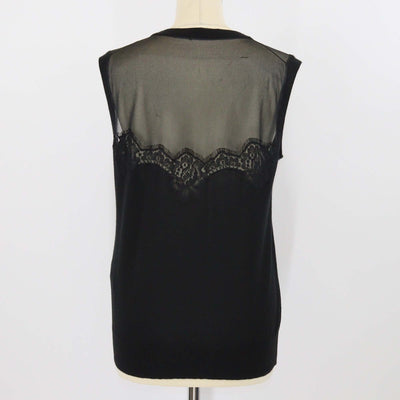 Dolce & Gabbana Black Cashmere Blended Knit Lace Trim Sleeveless Top Womens Dolce & Gabbana 
