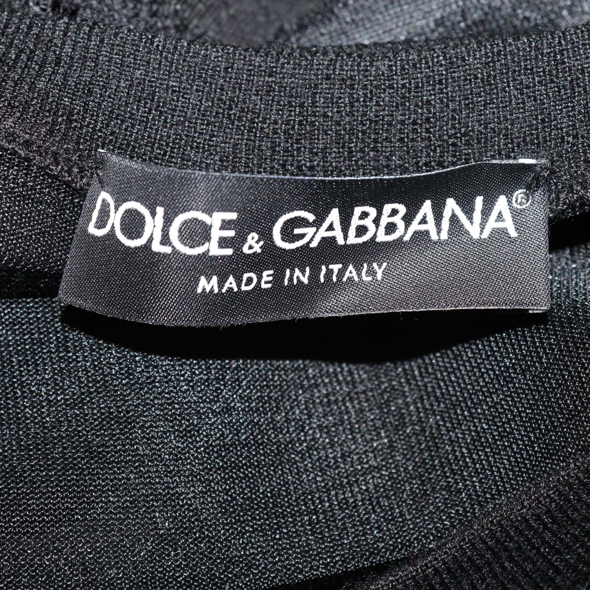 Dolce & Gabbana Black Cashmere Blended Knit Lace Trim Sleeveless Top Womens Dolce & Gabbana 