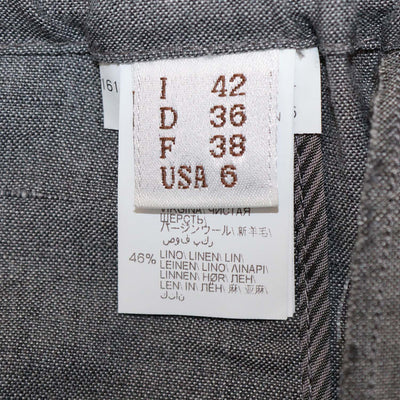 Brunello Cucinelli Grey Linen Blend Drawstring Straight Leg Pants