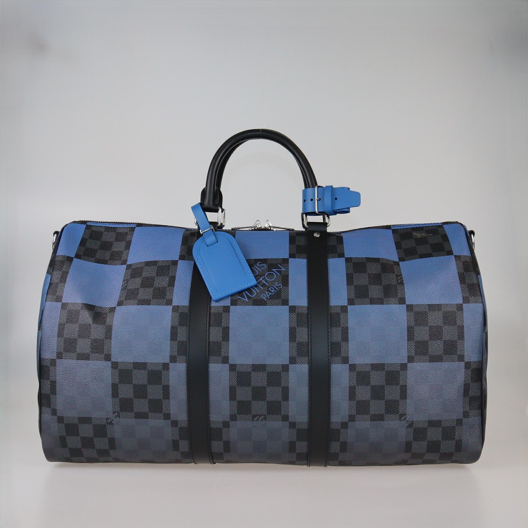 Louis Vuitton Damier Graphite/Blue Canvas Keepall 50 Bandouliere Bag Mens Louis Vuitton 