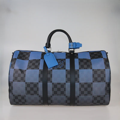 Louis Vuitton Damier Graphite/Blue Canvas Keepall 50 Bandouliere Bag Mens Louis Vuitton 