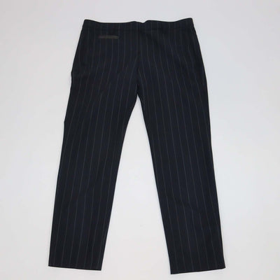 Brunello Cucinelli Navy Wool Blend Striped Straight Leg Pants