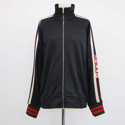 Gucci Black Technical Jersey Front Zip Track Jacket