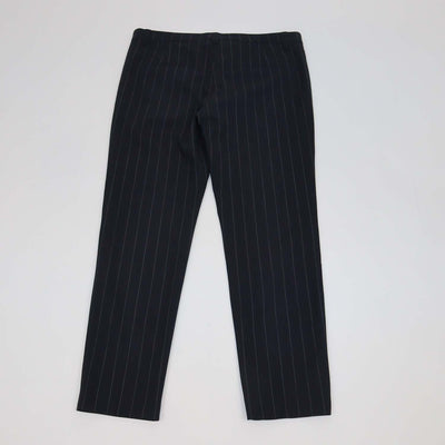 Brunello Cucinelli Navy Wool Blend Striped Straight Leg Pants