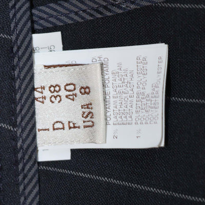 Brunello Cucinelli Navy Wool Blend Striped Straight Leg Pants