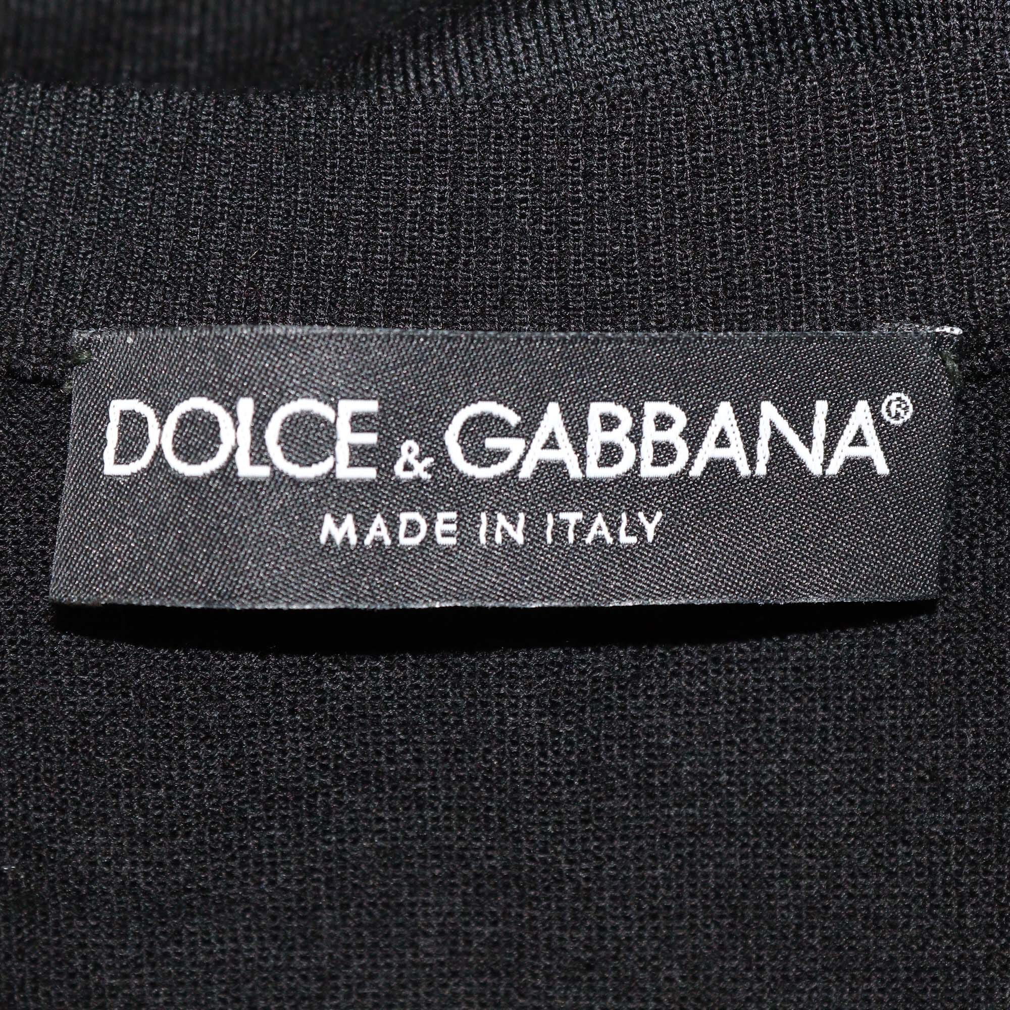 Dolce & Gabbana Black Wool Knit Rose Beads Detail Sleeveless Top Womens Dolce & Gabbana 