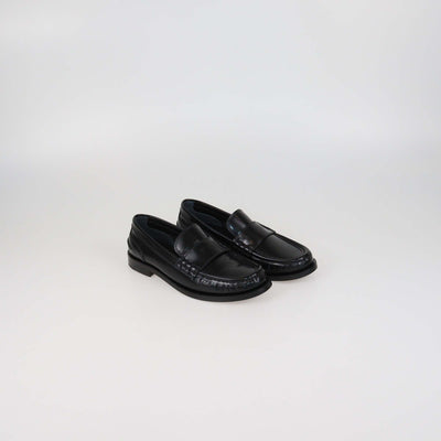 Fendi Black Glossy Leather Moccasins