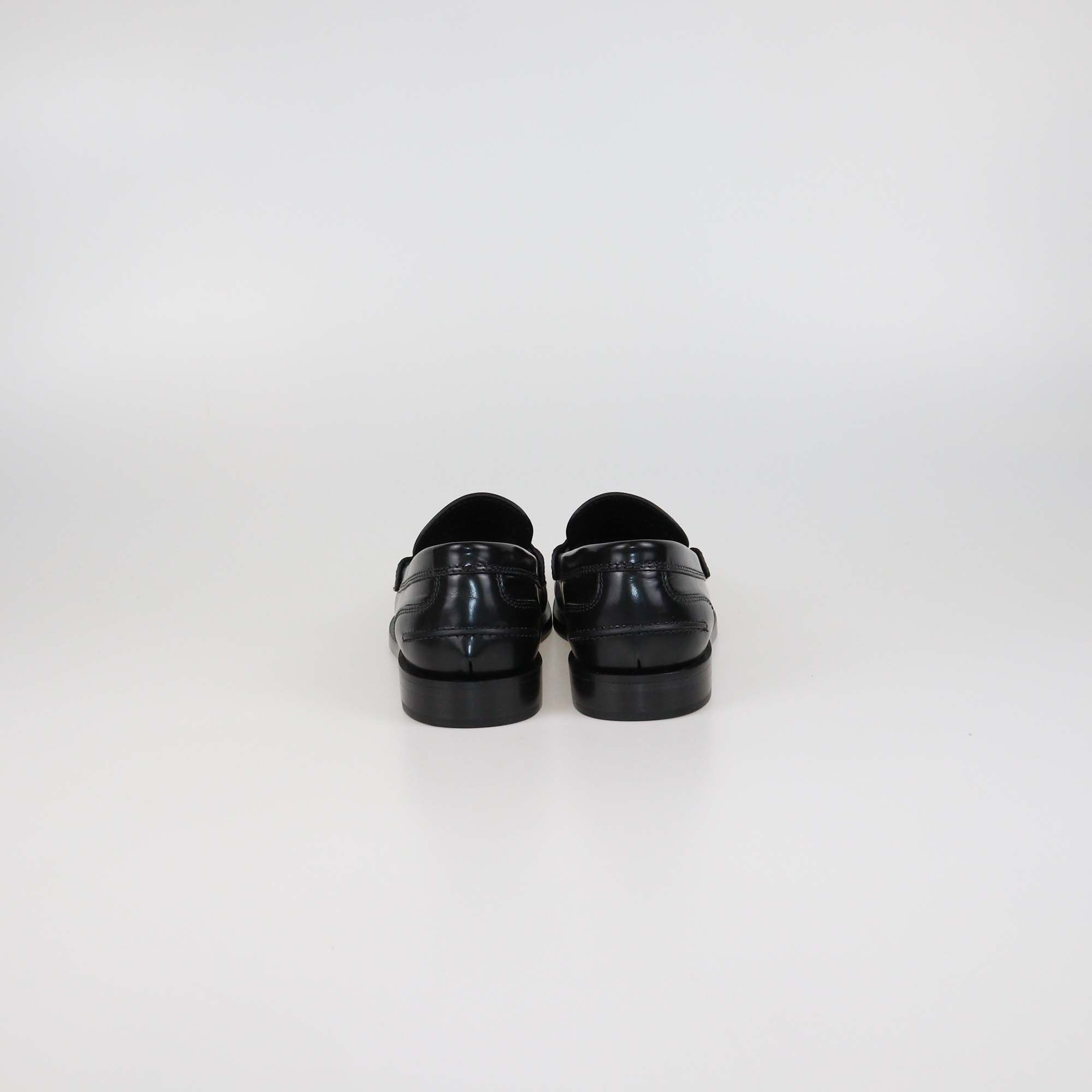 Fendi Black Glossy Leather Moccasins