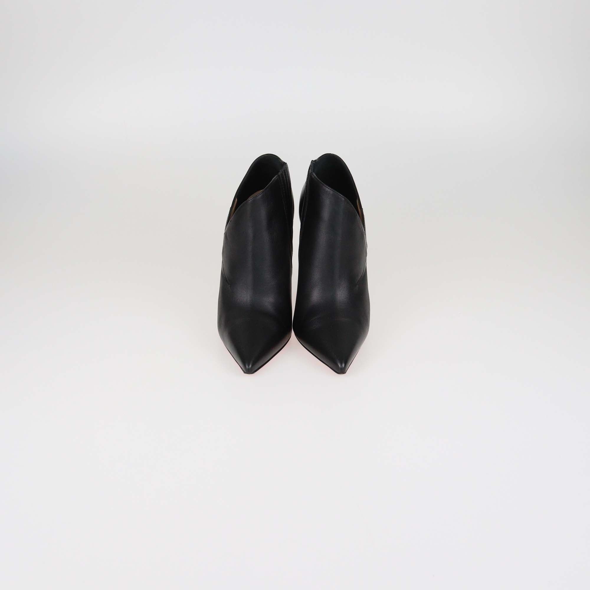 Christian Louboutin Black Leather Pointed Toe Ankle Booties