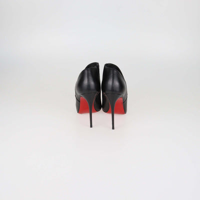 Christian Louboutin Black Leather Pointed Toe Ankle Booties