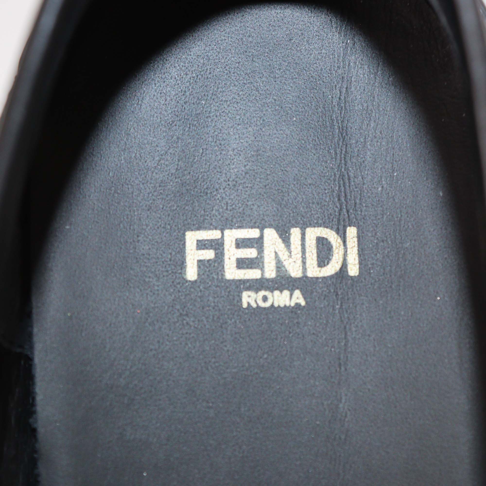 Fendi Black Glossy Leather Moccasins