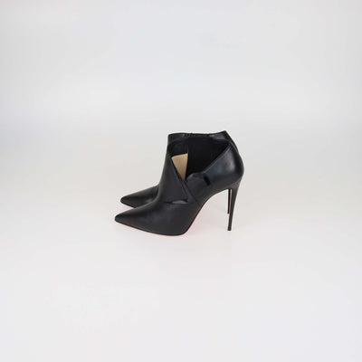 Christian Louboutin Black Leather Pointed Toe Ankle Booties
