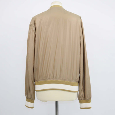 Dolce & Gabbana Brown,White Nylon Logo Plaque Bomber Jacket