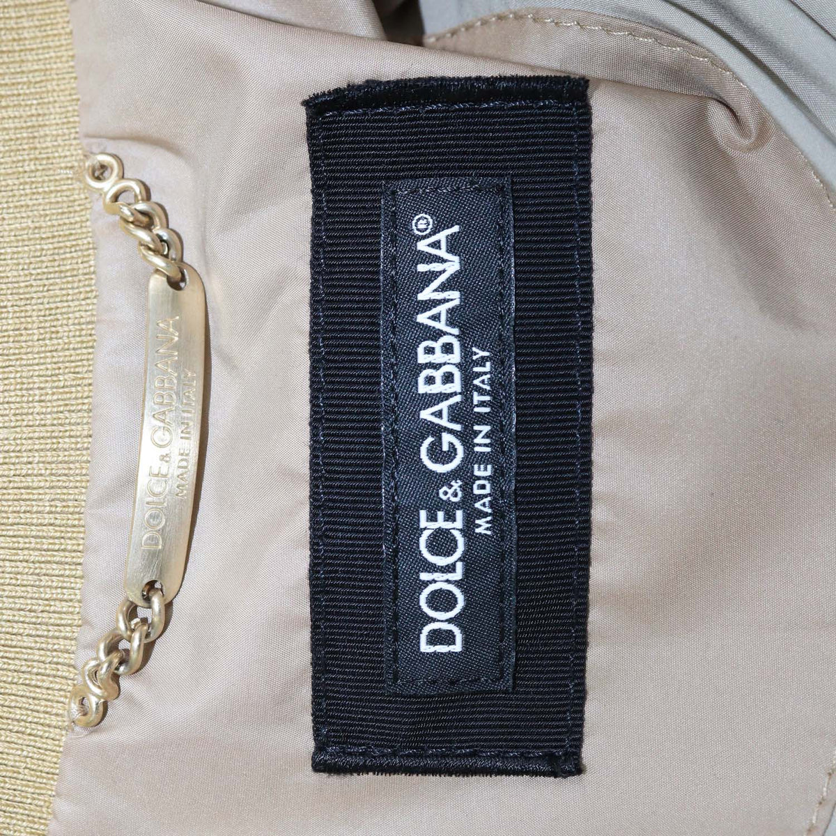 Dolce & Gabbana Brown,White Nylon Logo Plaque Bomber Jacket