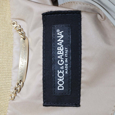Dolce & Gabbana Brown,White Nylon Logo Plaque Bomber Jacket