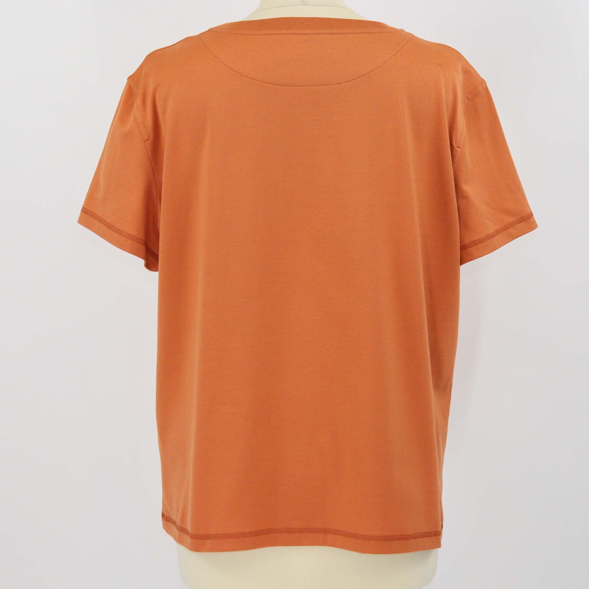 Hermes Orange Cotton Embroidered Pocket Short Sleeve T-Shirt Womens Hermes 