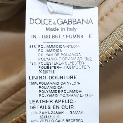 Dolce & Gabbana Brown,White Nylon Logo Plaque Bomber Jacket