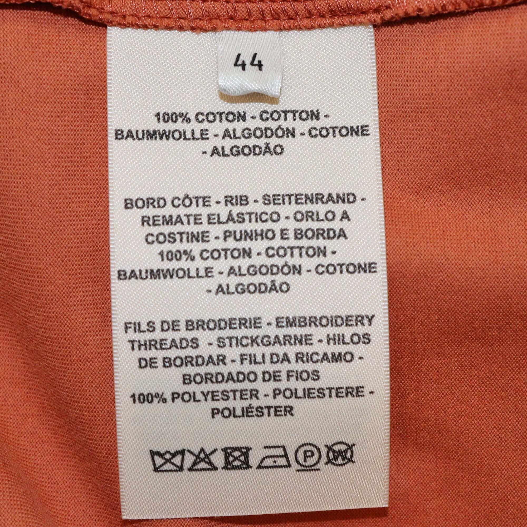 Hermes Orange Cotton Embroidered Pocket Short Sleeve T-Shirt Womens Hermes 