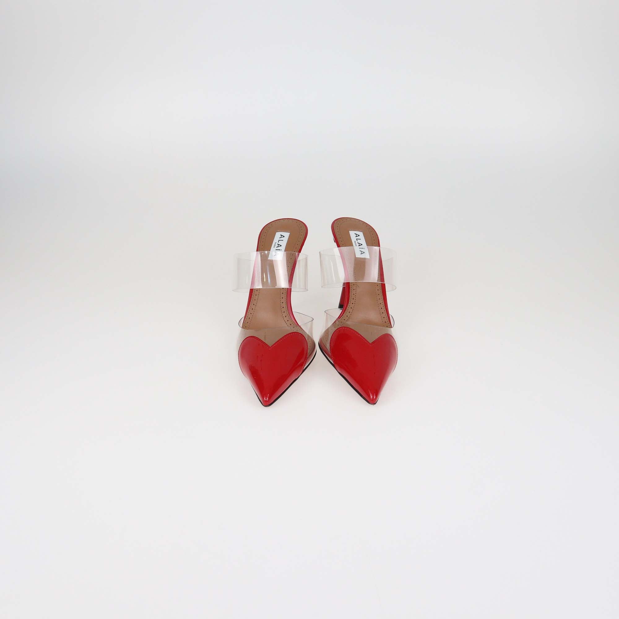 Alaia Red/Transparent Patent Leather and PVC Le Coeur Mules