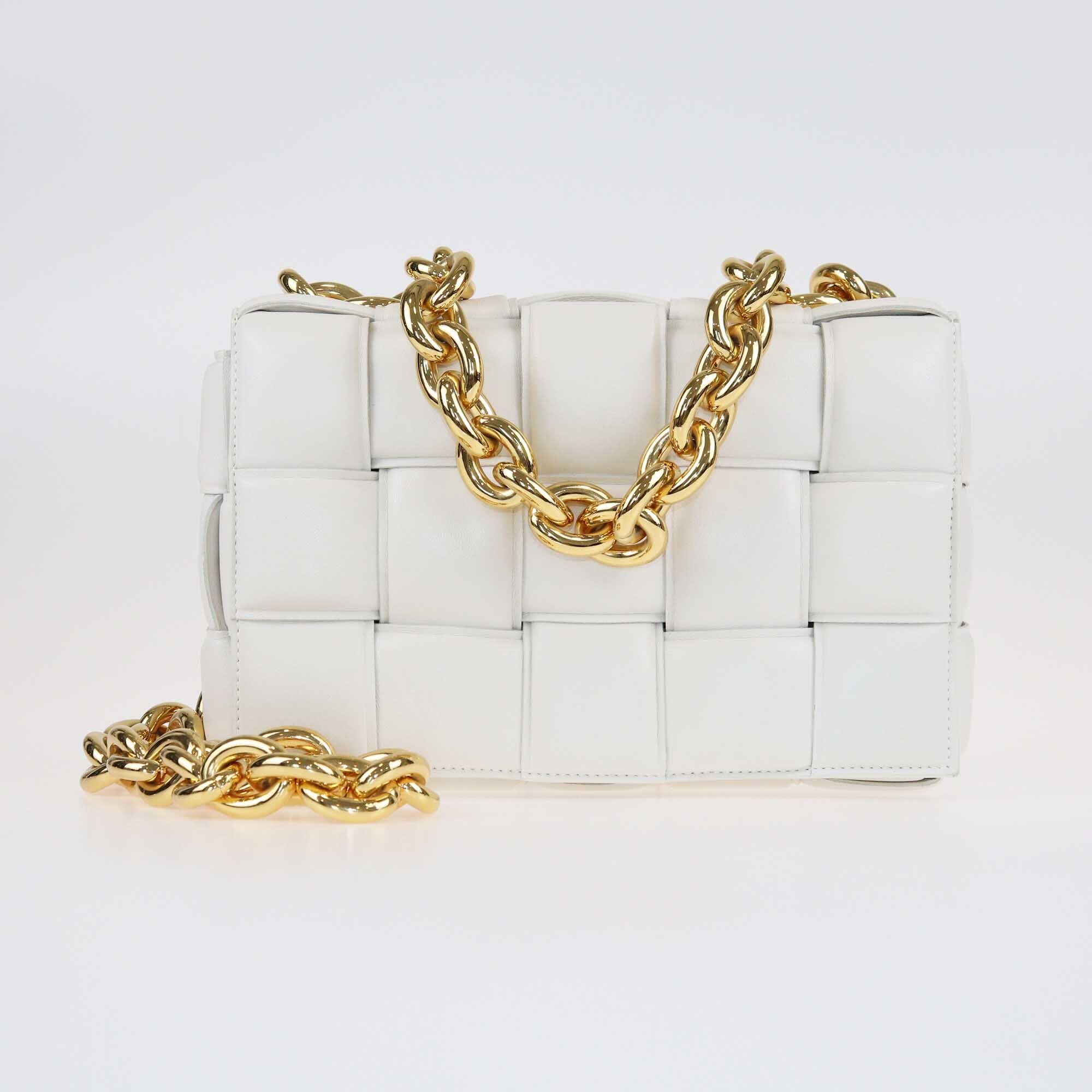 Bottega Veneta White Padded Intreccio Cassette Shoulder Bag Bags Bottega Veneta 