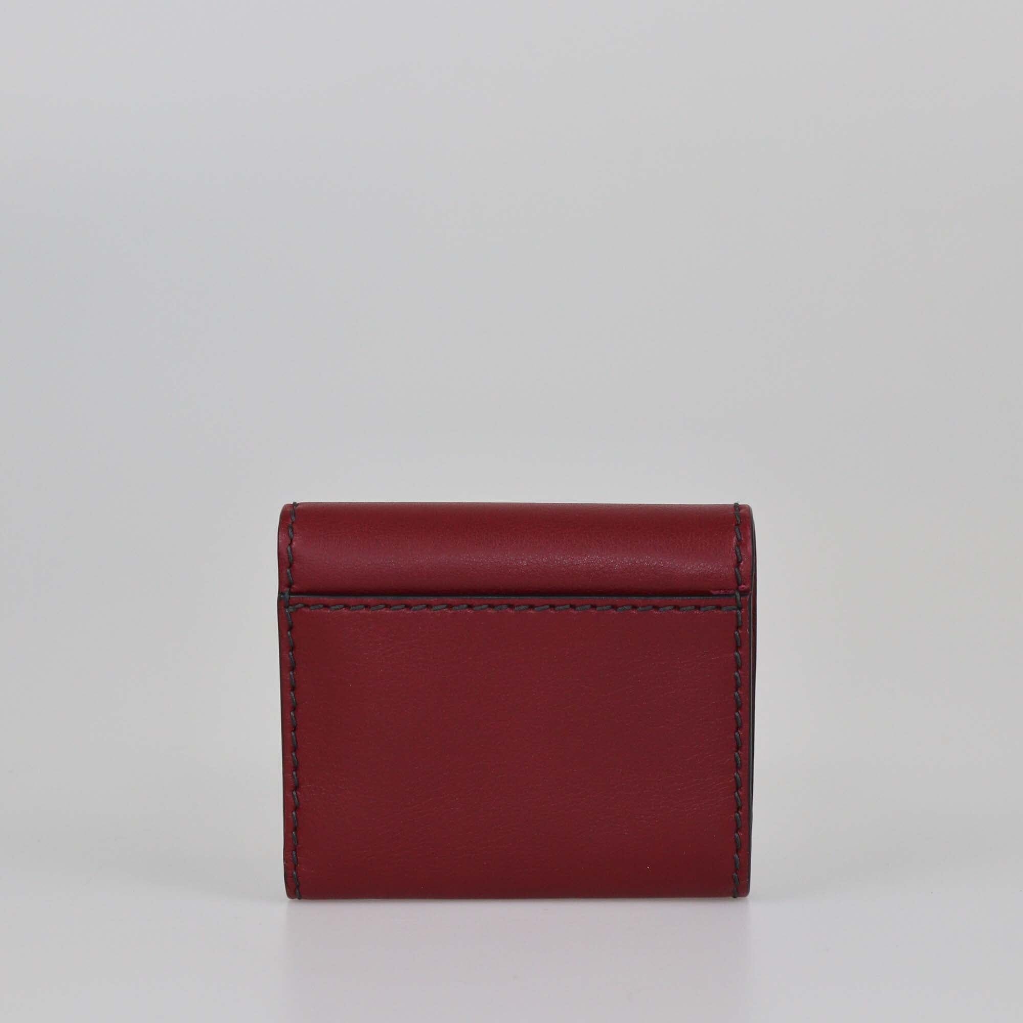 Christian Dior Maroon D-France Compact Wallet Womens Christian Dior 