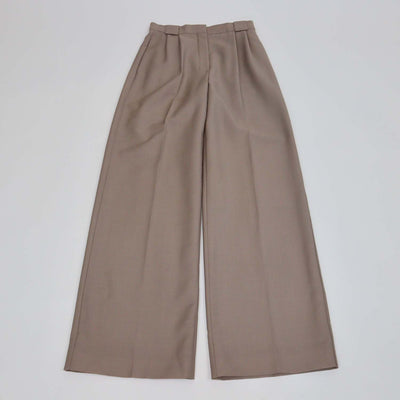 Fendi Beige Wool Blend Pleated Wide-Leg Trousers