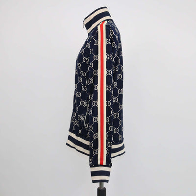 Gucci Navy Blue Cotton GG jacquard Track Jacket