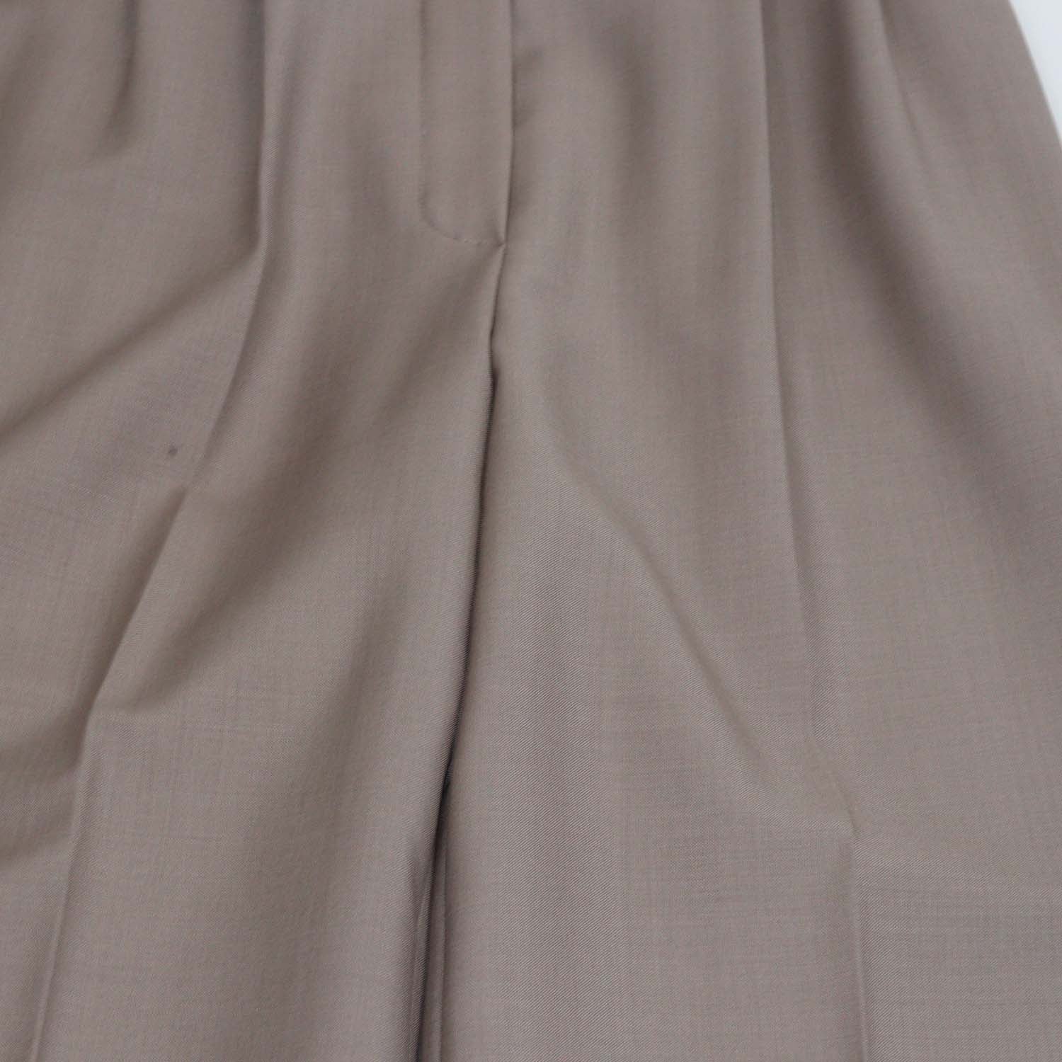 Fendi Beige Wool Blend Pleated Wide-Leg Trousers