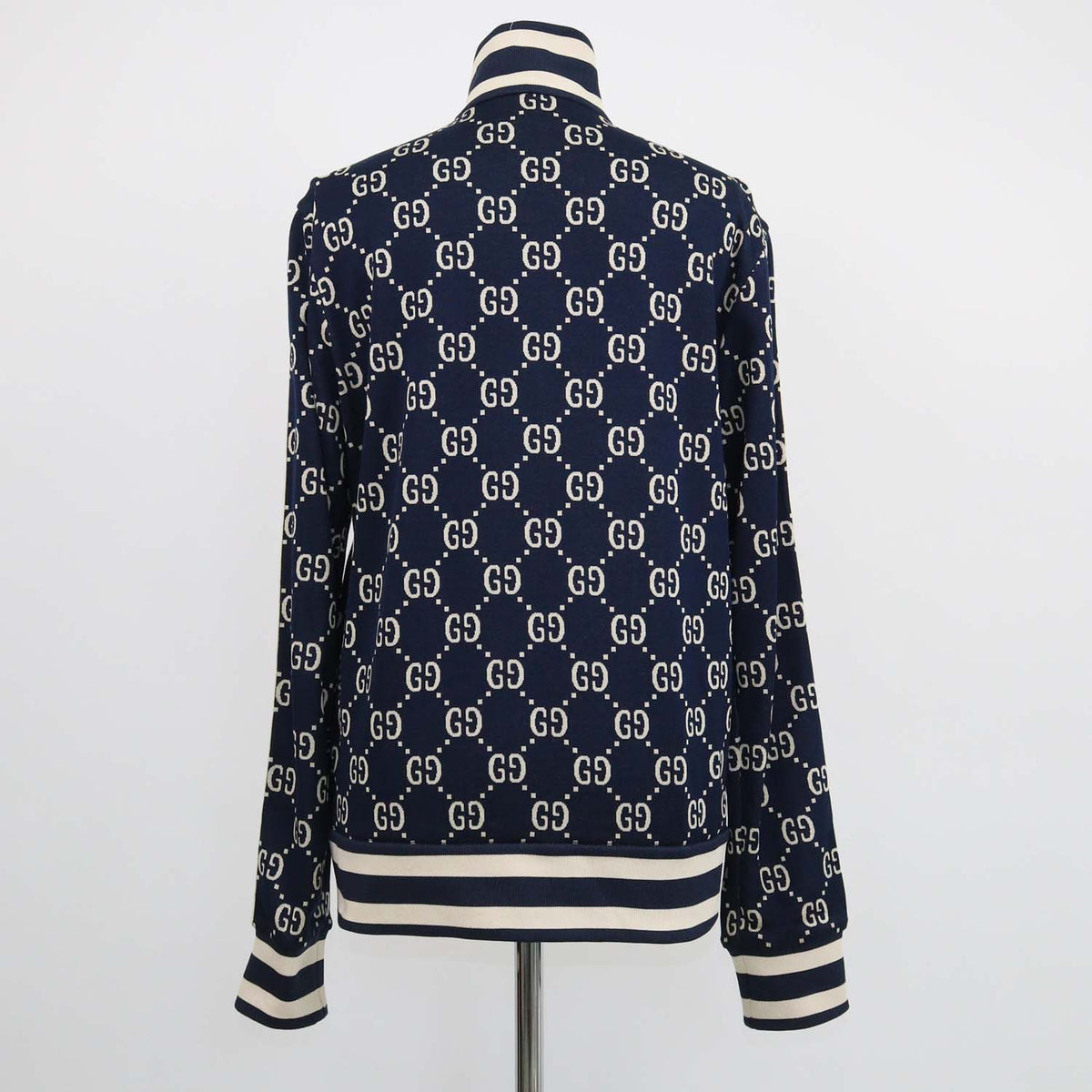 Gucci Navy Blue Cotton GG jacquard Track Jacket