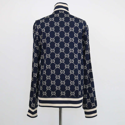 Gucci Navy Blue Cotton GG jacquard Track Jacket