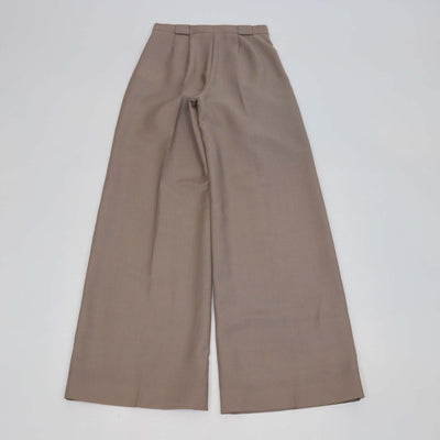 Fendi Beige Wool Blend Pleated Wide-Leg Trousers