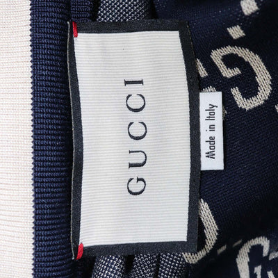Gucci Navy Blue Cotton GG jacquard Track Jacket